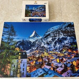 Matterhotprn at Night 1000 Jigsaw Puzzle Starlight EUC